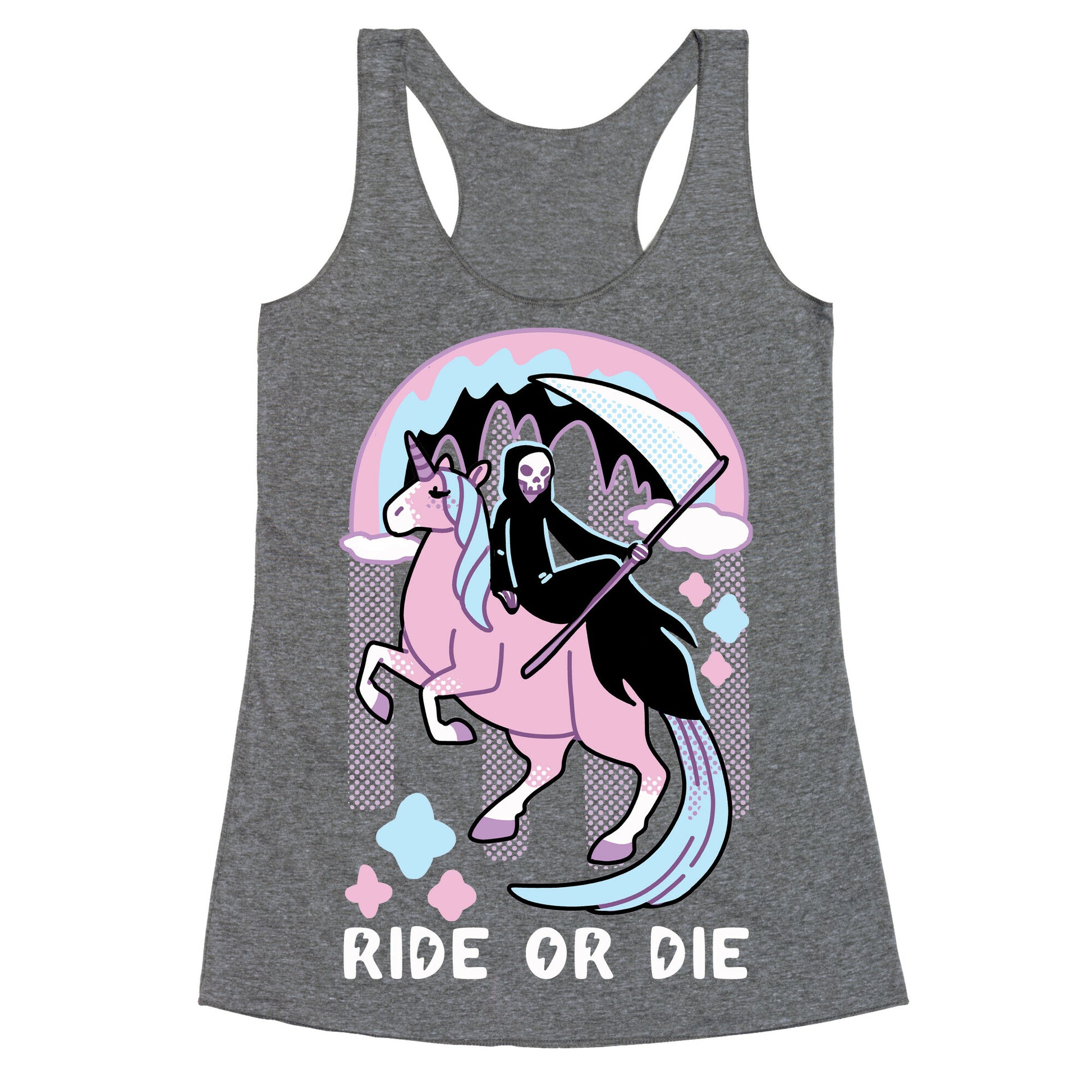 Ride or Die - Grim Reaper and Unicorn Racerback Tank
