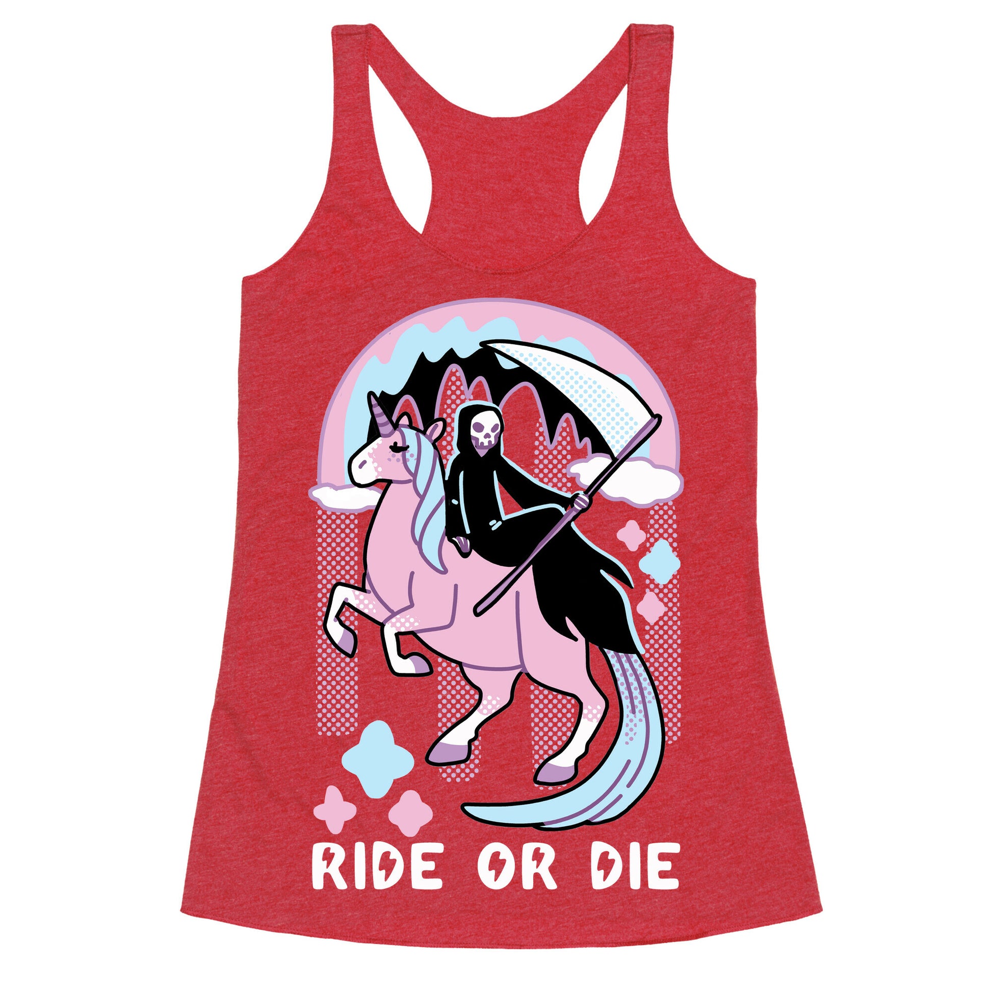 Ride or Die - Grim Reaper and Unicorn Racerback Tank