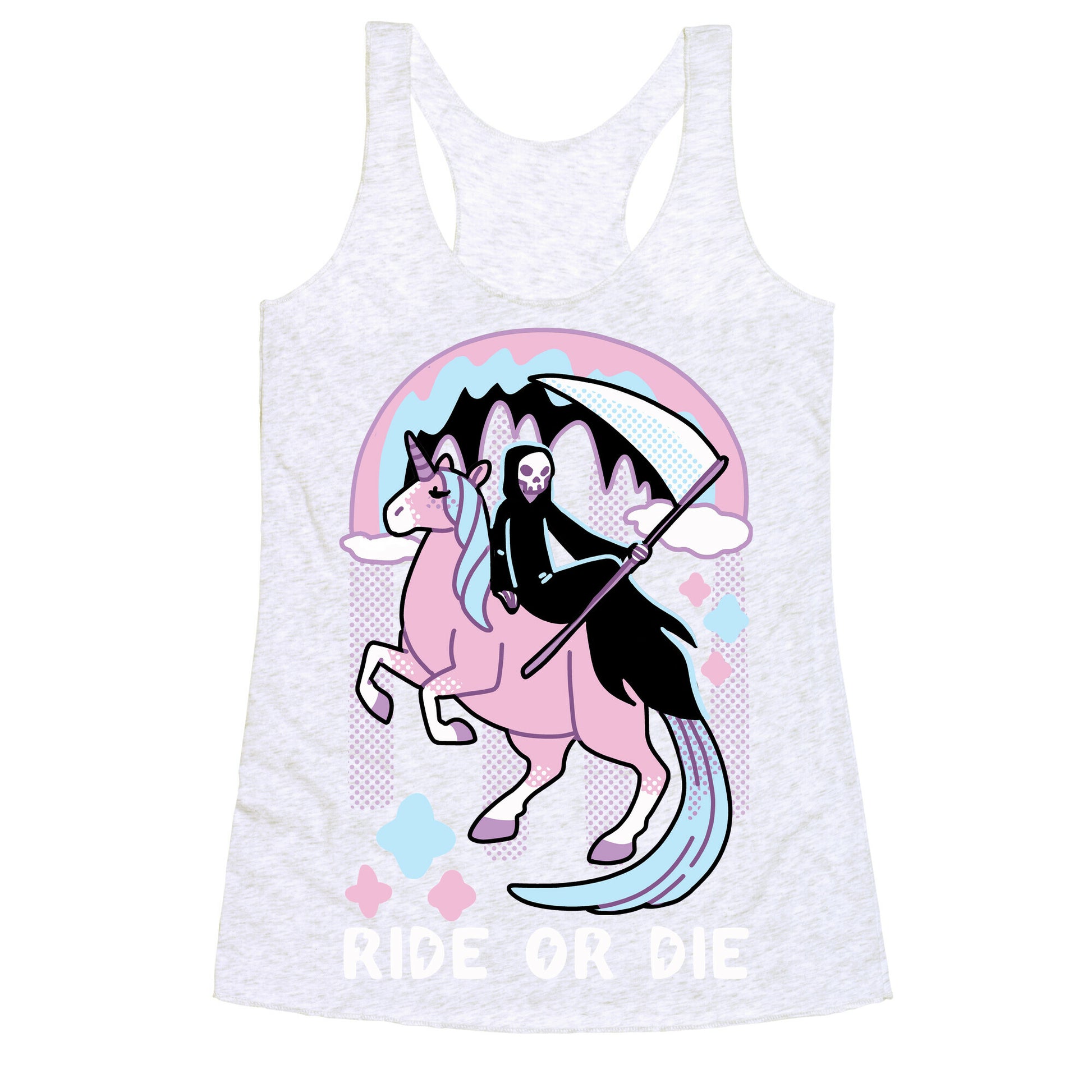 Ride or Die - Grim Reaper and Unicorn Racerback Tank