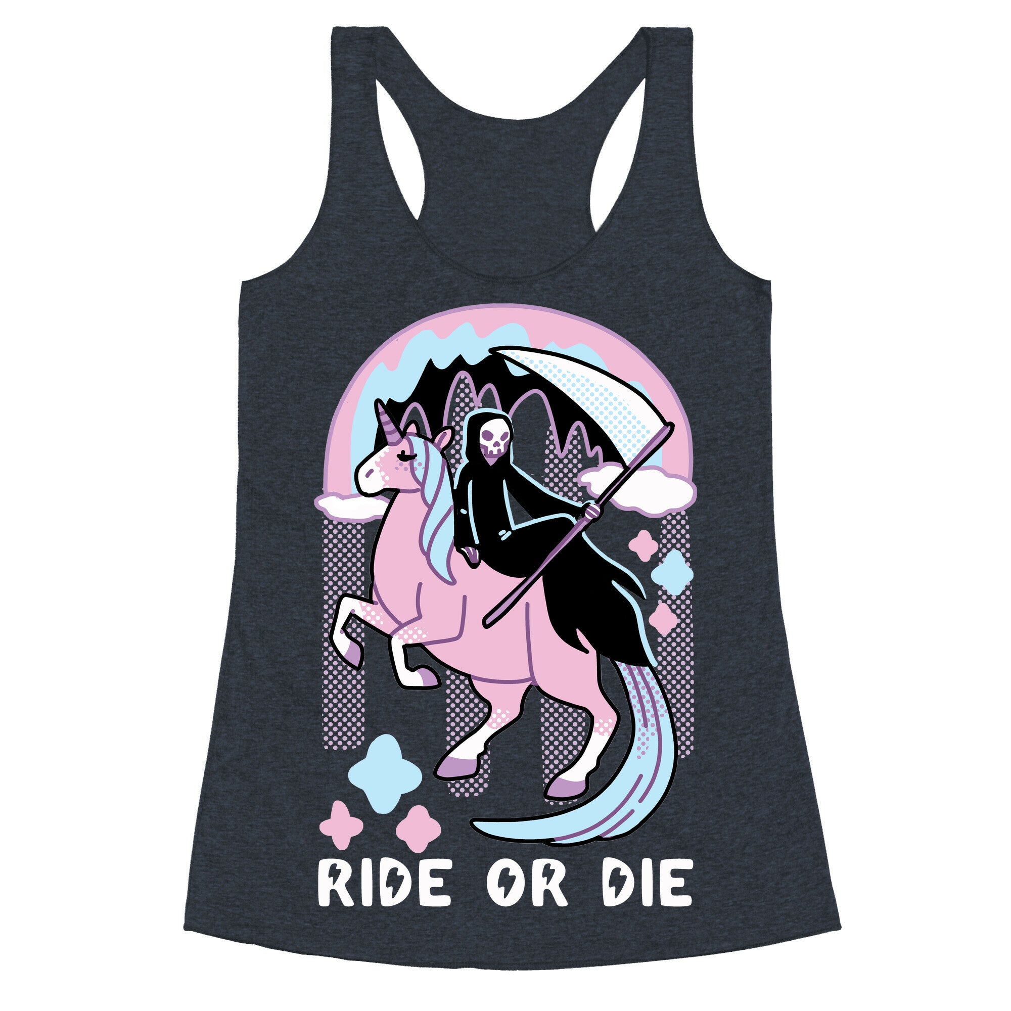 Ride or Die - Grim Reaper and Unicorn Racerback Tank