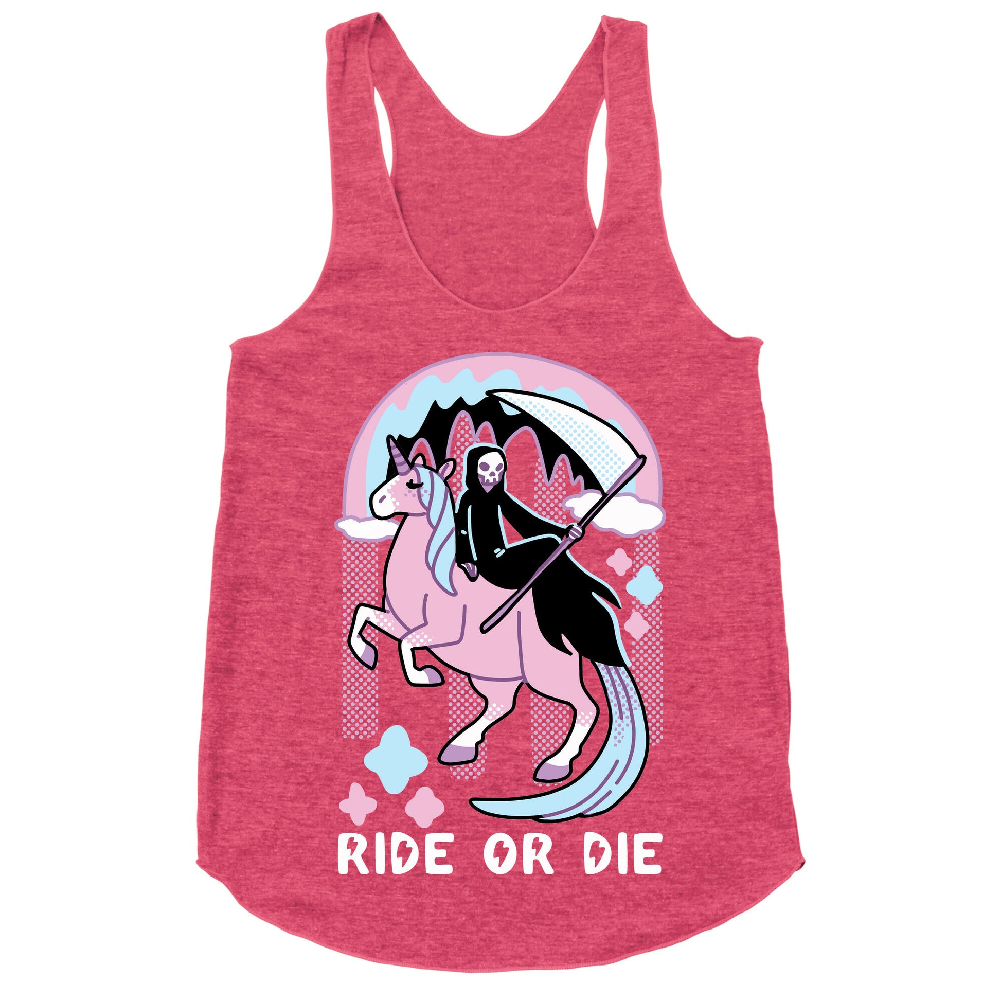 Ride or Die - Grim Reaper and Unicorn Racerback Tank
