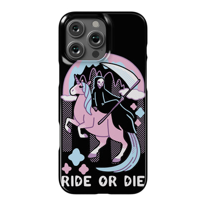 Ride or Die - Grim Reaper and Unicorn Phone Case