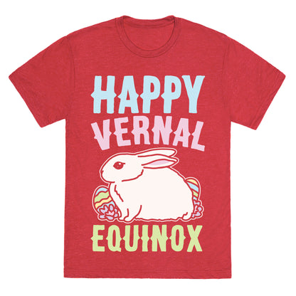 Happy Vernal Spring Equinox Easter Parody White Print Unisex Triblend Tee