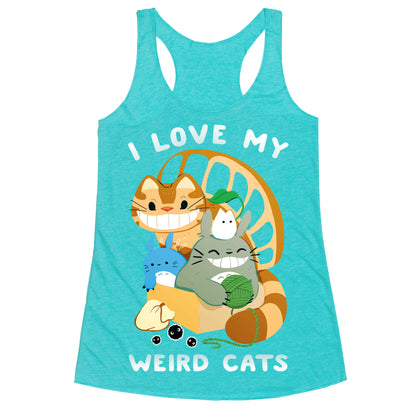 I love my weird cats Racerback Tank