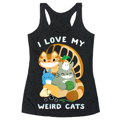 I love my weird cats Racerback Tank