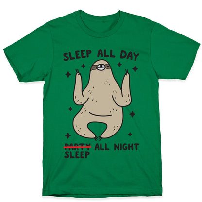 Sleep All Day Sleep All Night Sloth T-Shirt