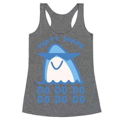 Party Shark Parody White Print Racerback Tank