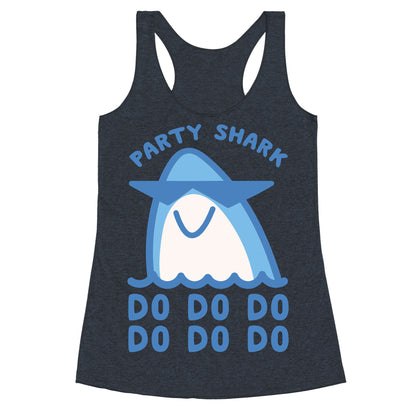 Party Shark Parody White Print Racerback Tank