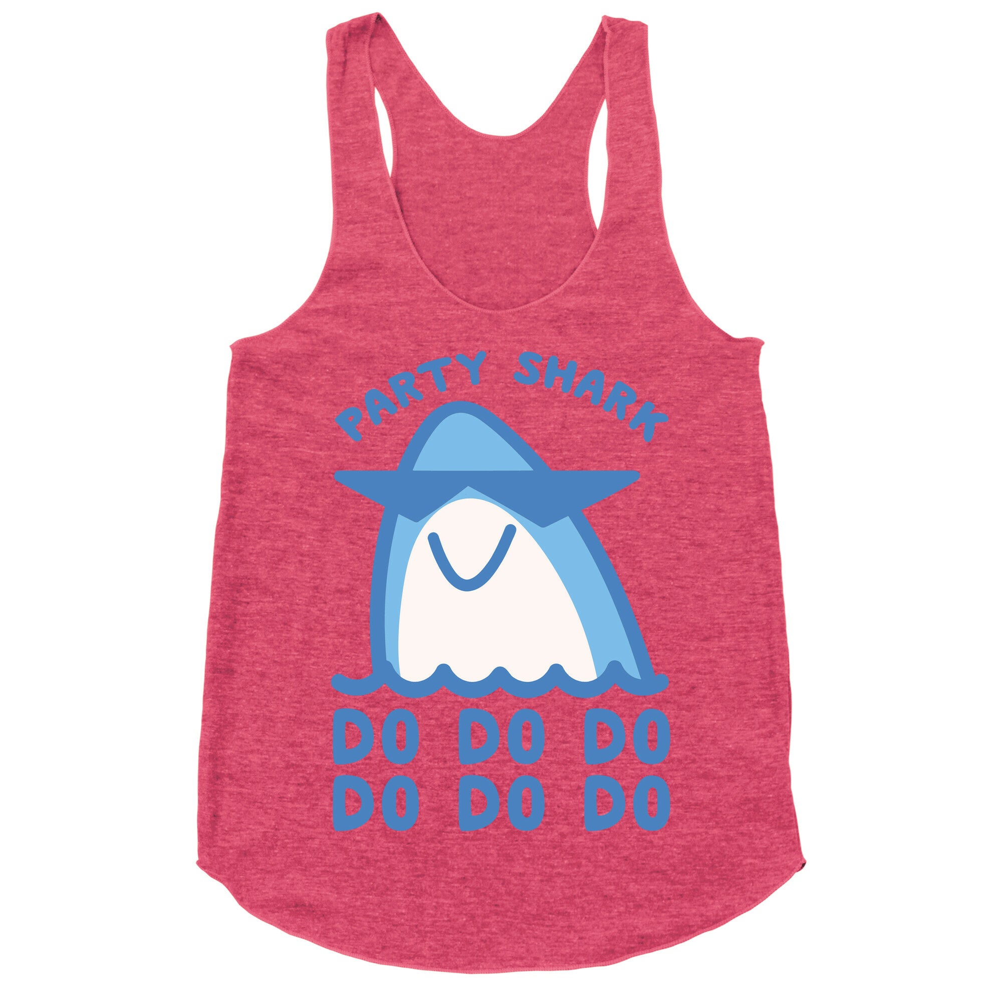 Party Shark Parody White Print Racerback Tank
