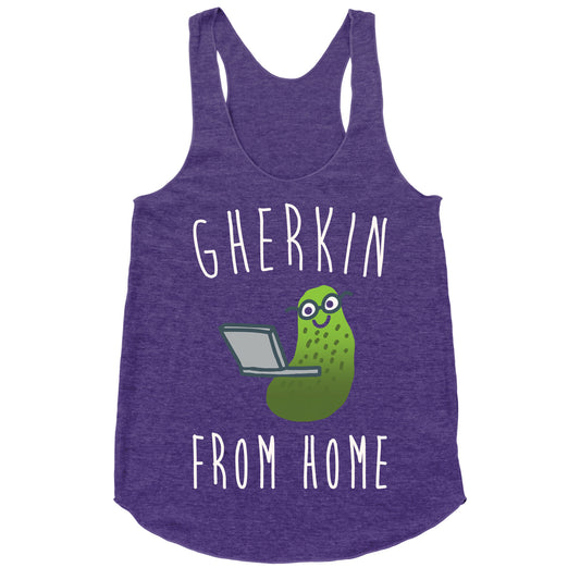 Gherkin From Pickle Parody Home White Print Racerback Tank