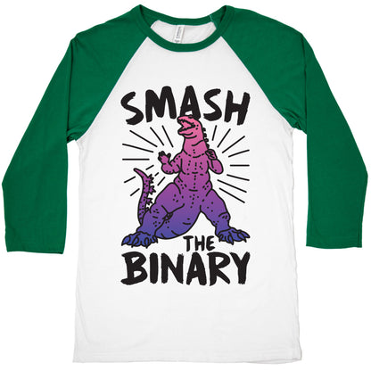 Smash The Binary Genderfluid Kaiju Baseball Tee
