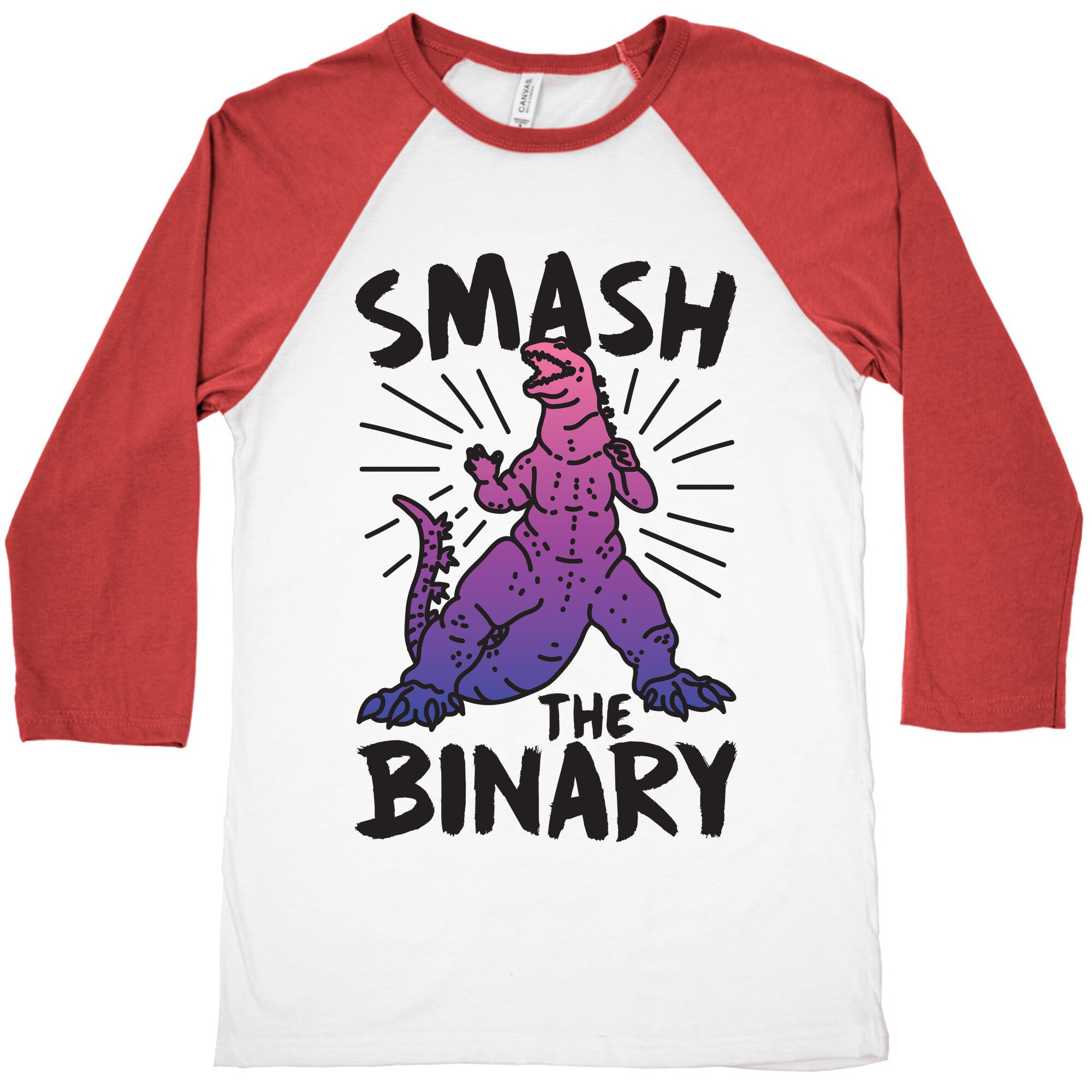 Smash The Binary Genderfluid Kaiju Baseball Tee