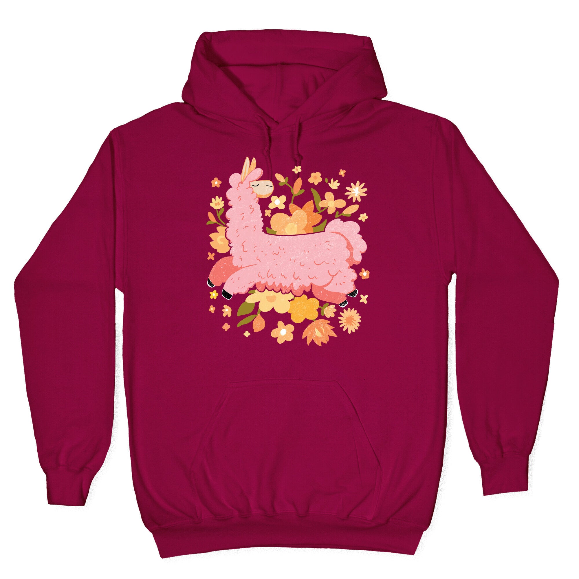 Llama Among Flowers Hoodie