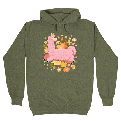 Llama Among Flowers Hoodie