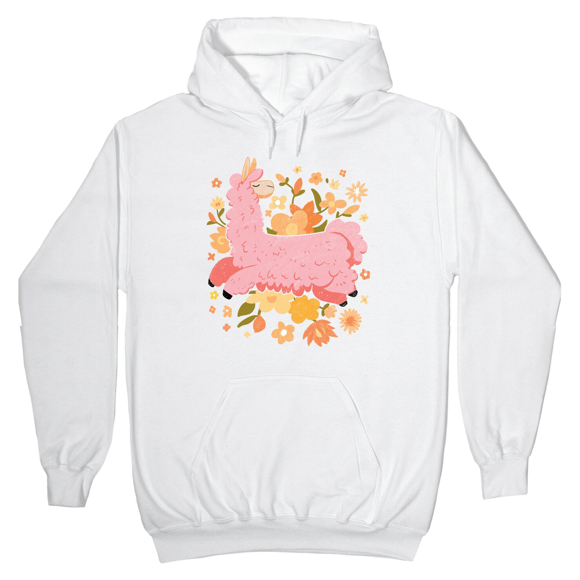 Llama Among Flowers Hoodie
