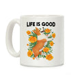 Life is Good (Corgi in California Poppies) Coffee Mug