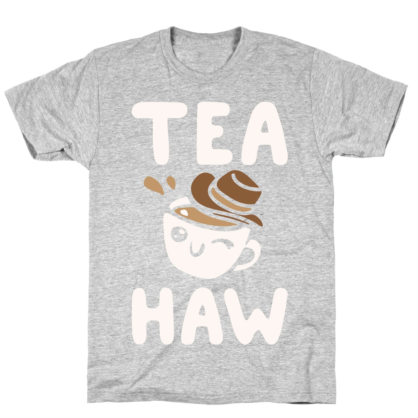 Tea Haw Parody White Print T-Shirt