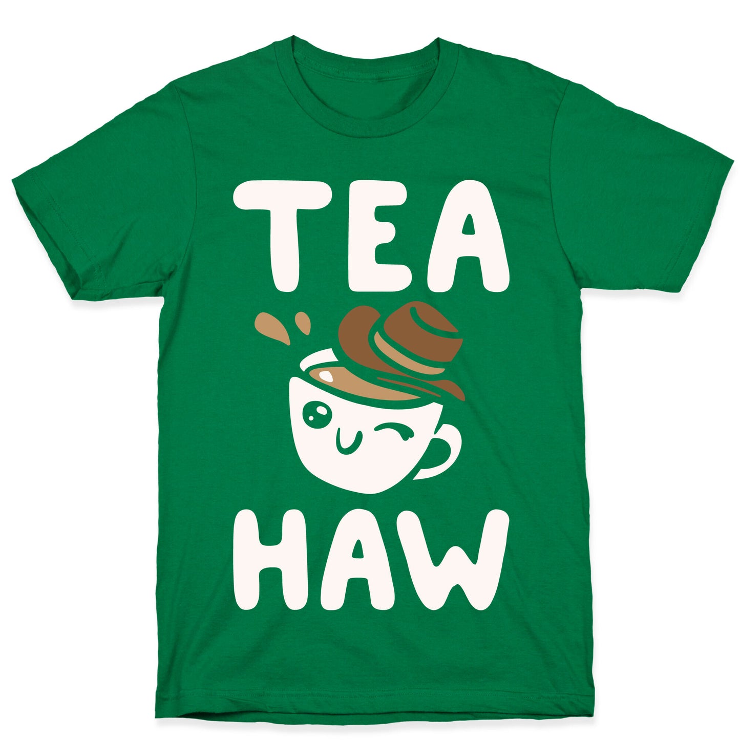 Tea Haw Parody White Print T-Shirt