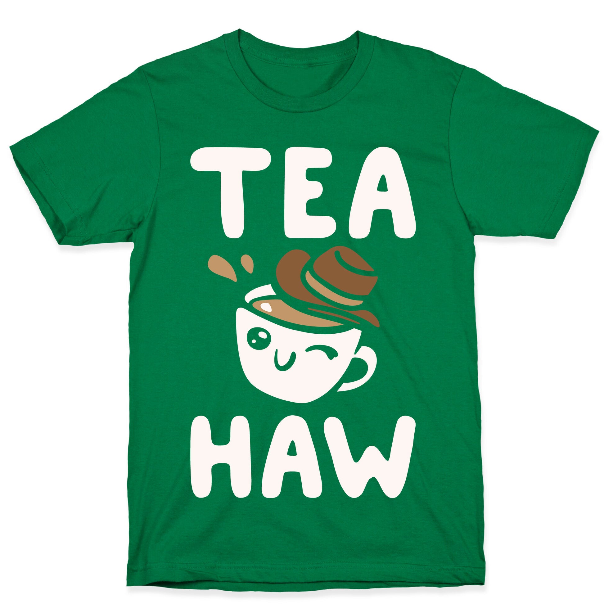 Tea Haw Parody White Print T-Shirt