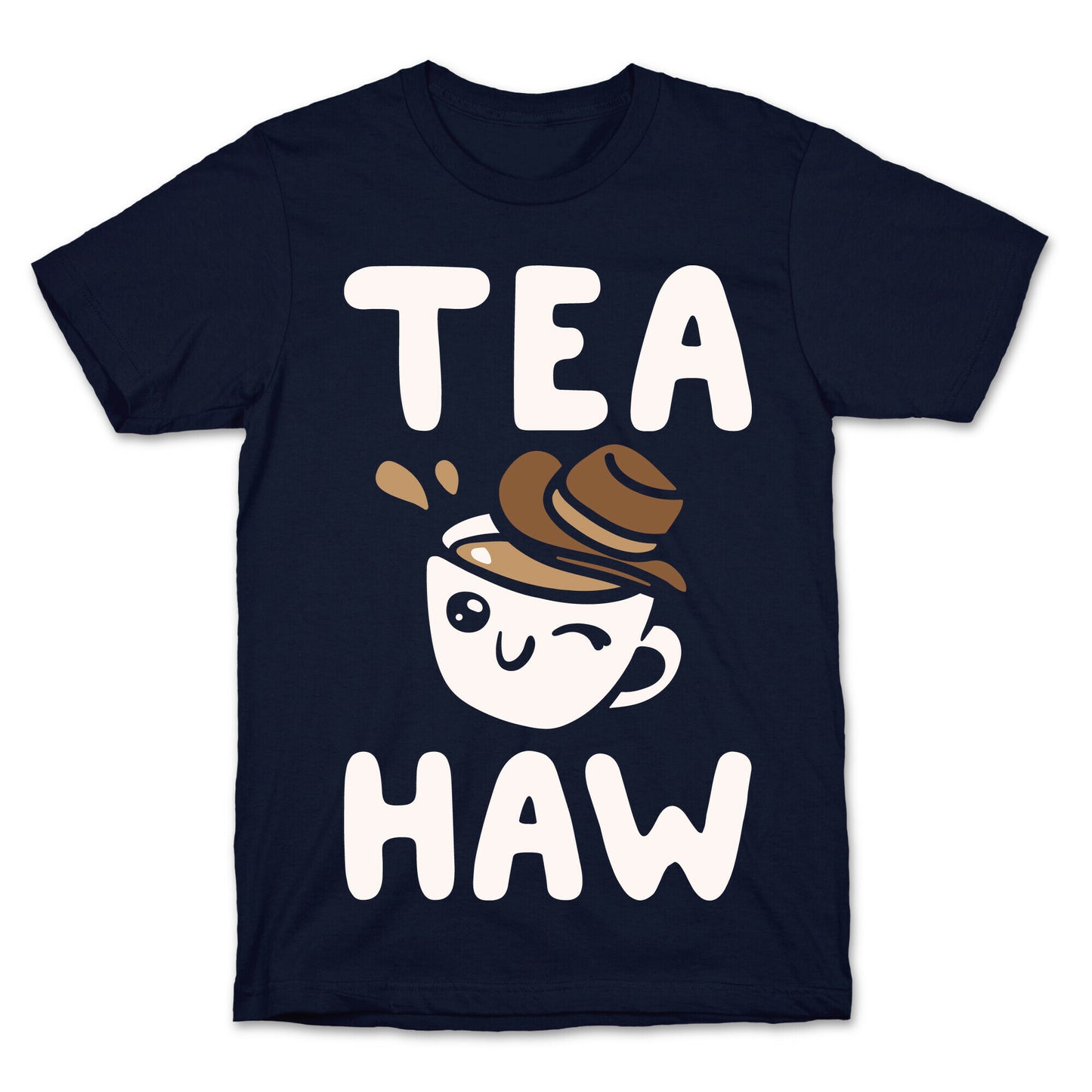 Tea Haw Parody White Print T-Shirt