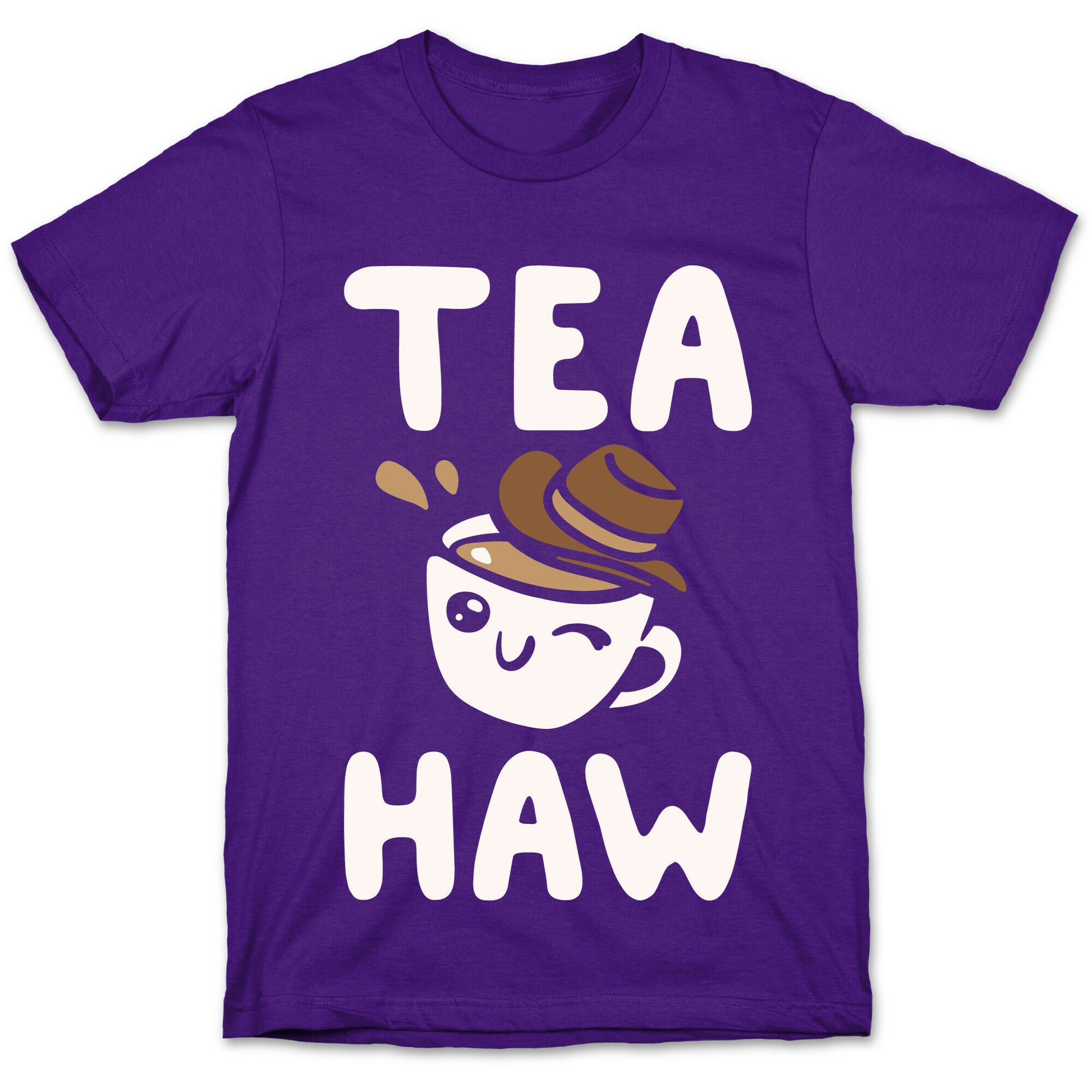 Tea Haw Parody White Print T-Shirt