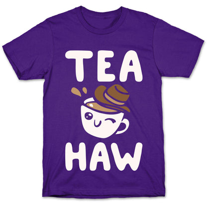 Tea Haw Parody White Print T-Shirt