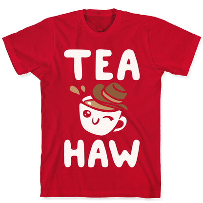 Tea Haw Parody White Print T-Shirt