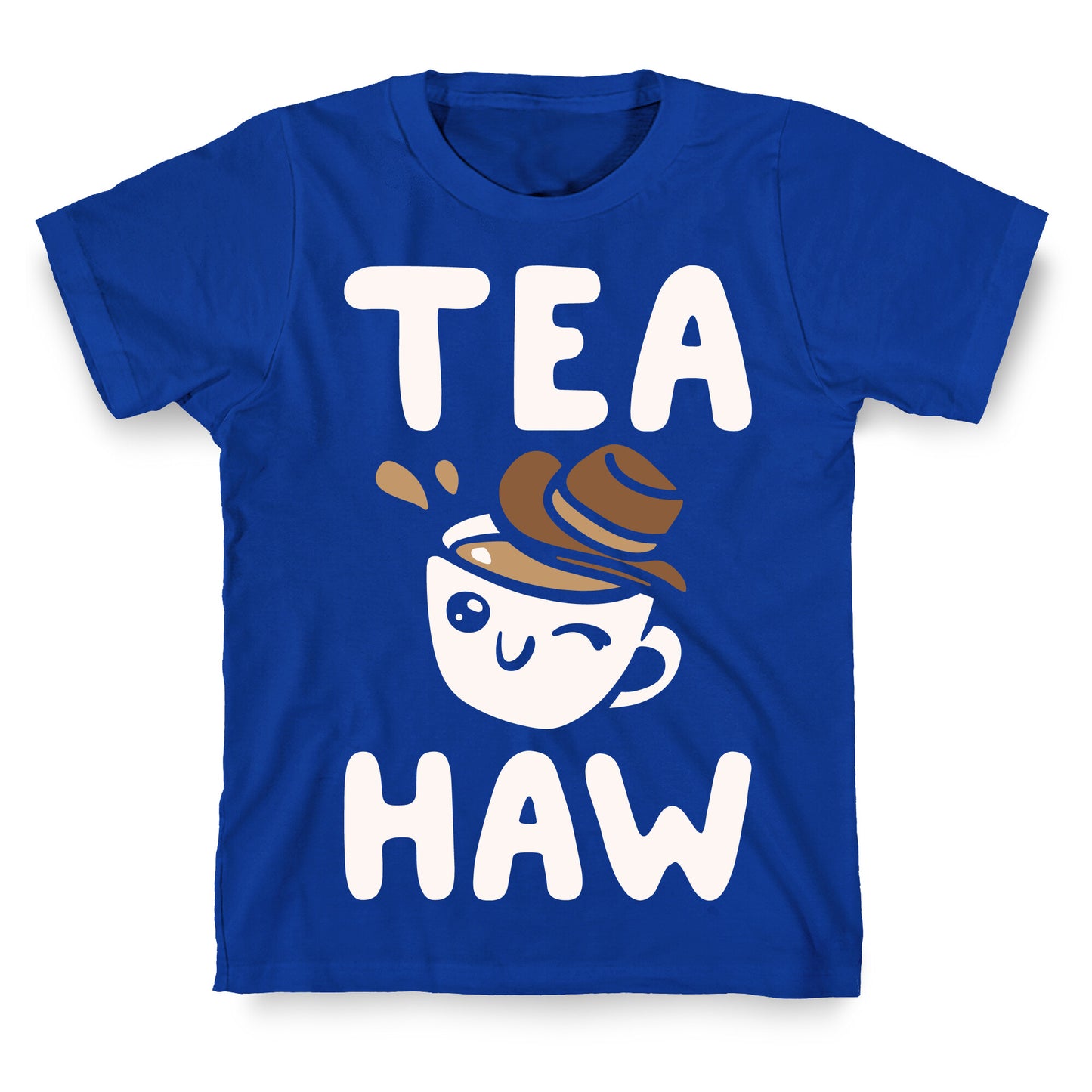 Tea Haw Parody White Print T-Shirt