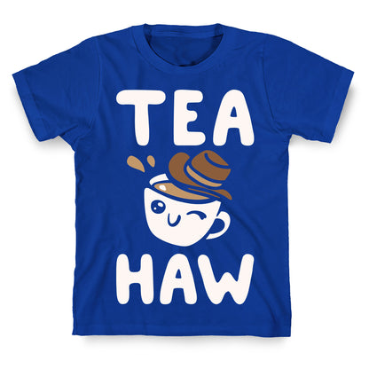 Tea Haw Parody White Print T-Shirt