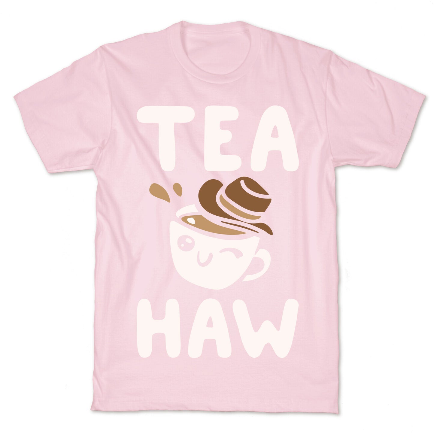 Tea Haw Parody White Print T-Shirt