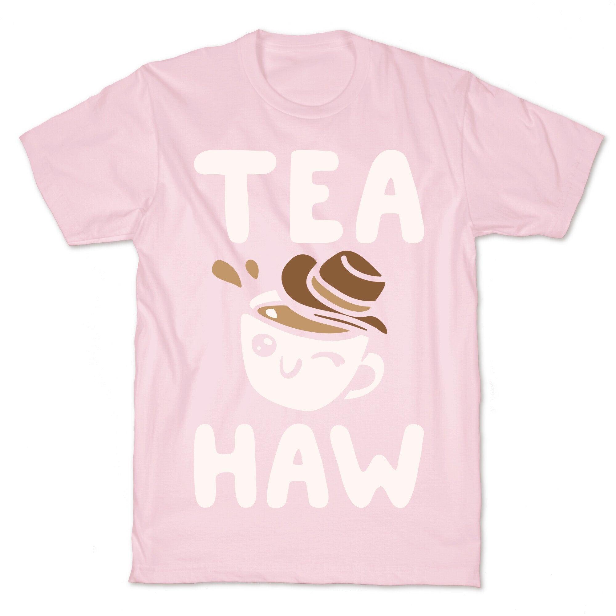 Tea Haw Parody White Print T-Shirt