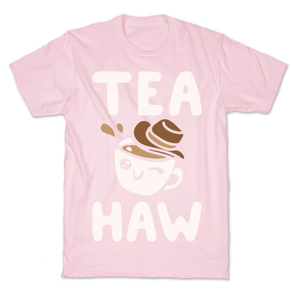 Tea Haw Parody White Print T-Shirt