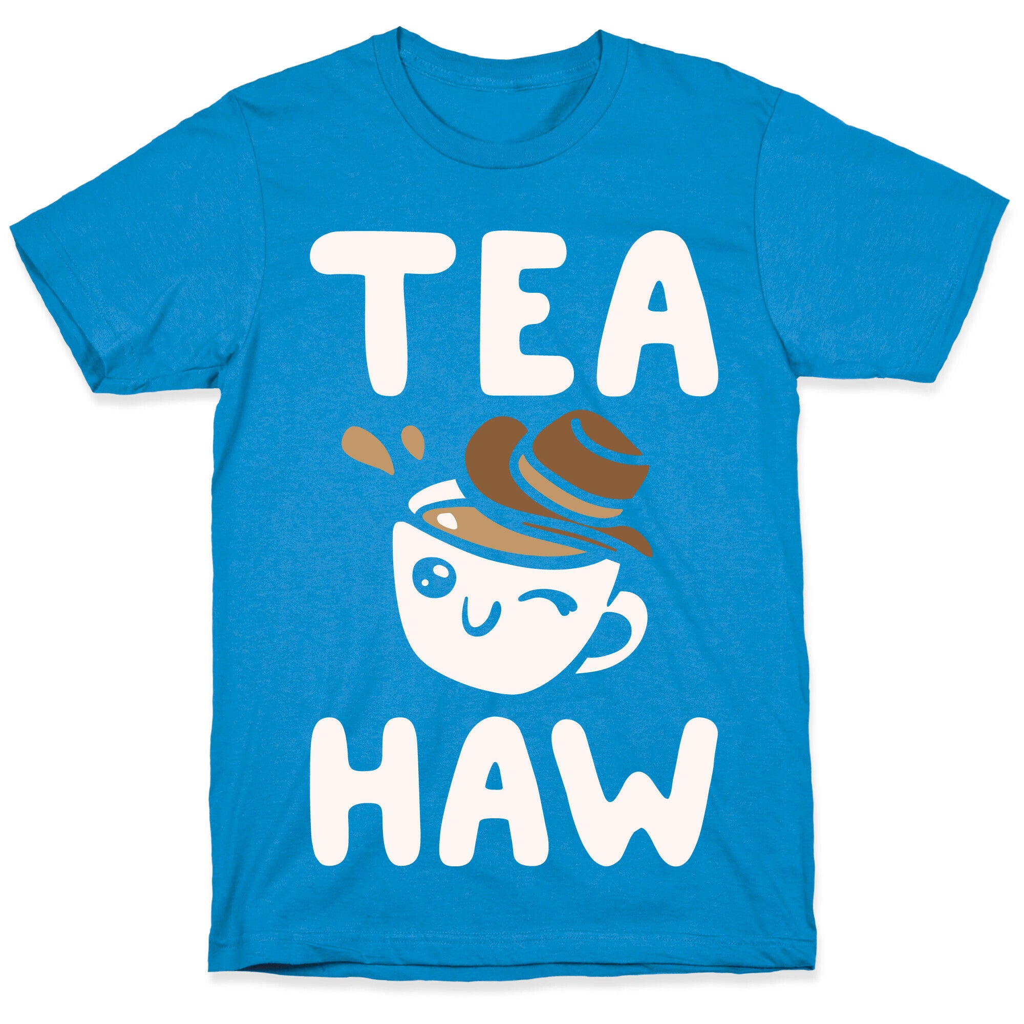 Tea Haw Parody White Print T-Shirt