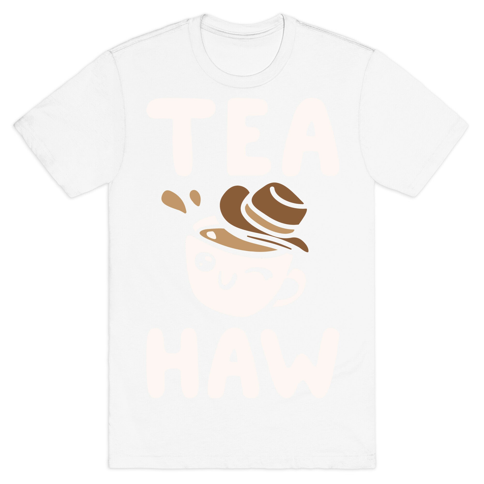 Tea Haw Parody White Print T-Shirt