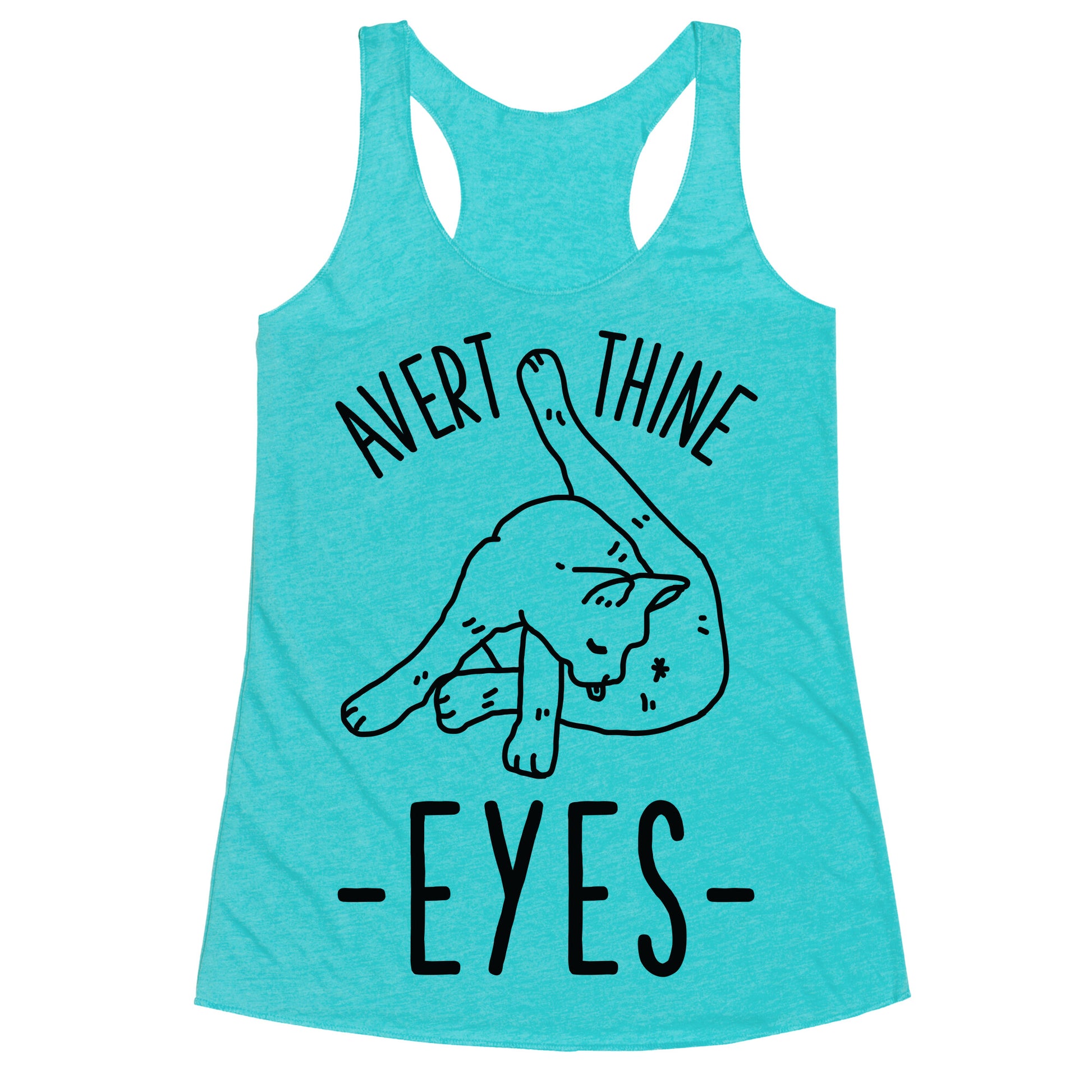 Avert Thine Eyes Cat Licking Butthole Racerback Tank