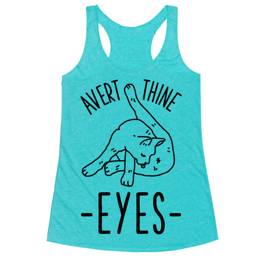Avert Thine Eyes Cat Licking Butthole Racerback Tank