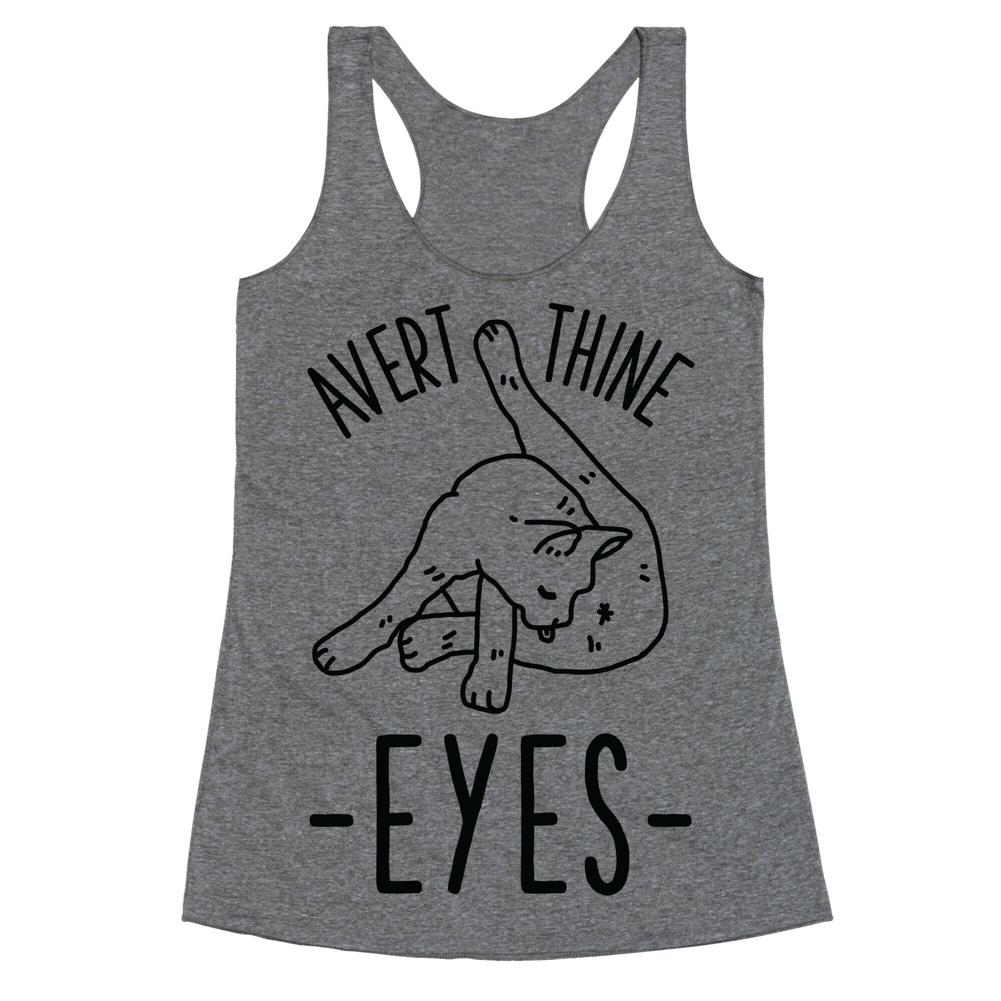 Avert Thine Eyes Cat Licking Butthole Racerback Tank