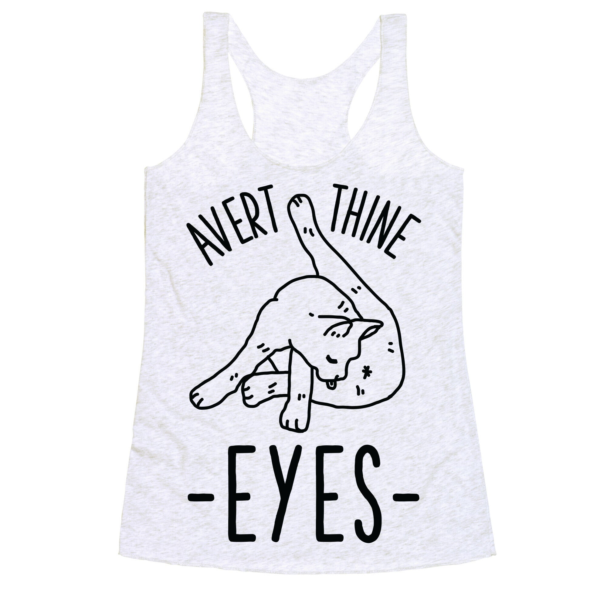 Avert Thine Eyes Cat Licking Butthole Racerback Tank