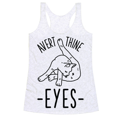 Avert Thine Eyes Cat Licking Butthole Racerback Tank