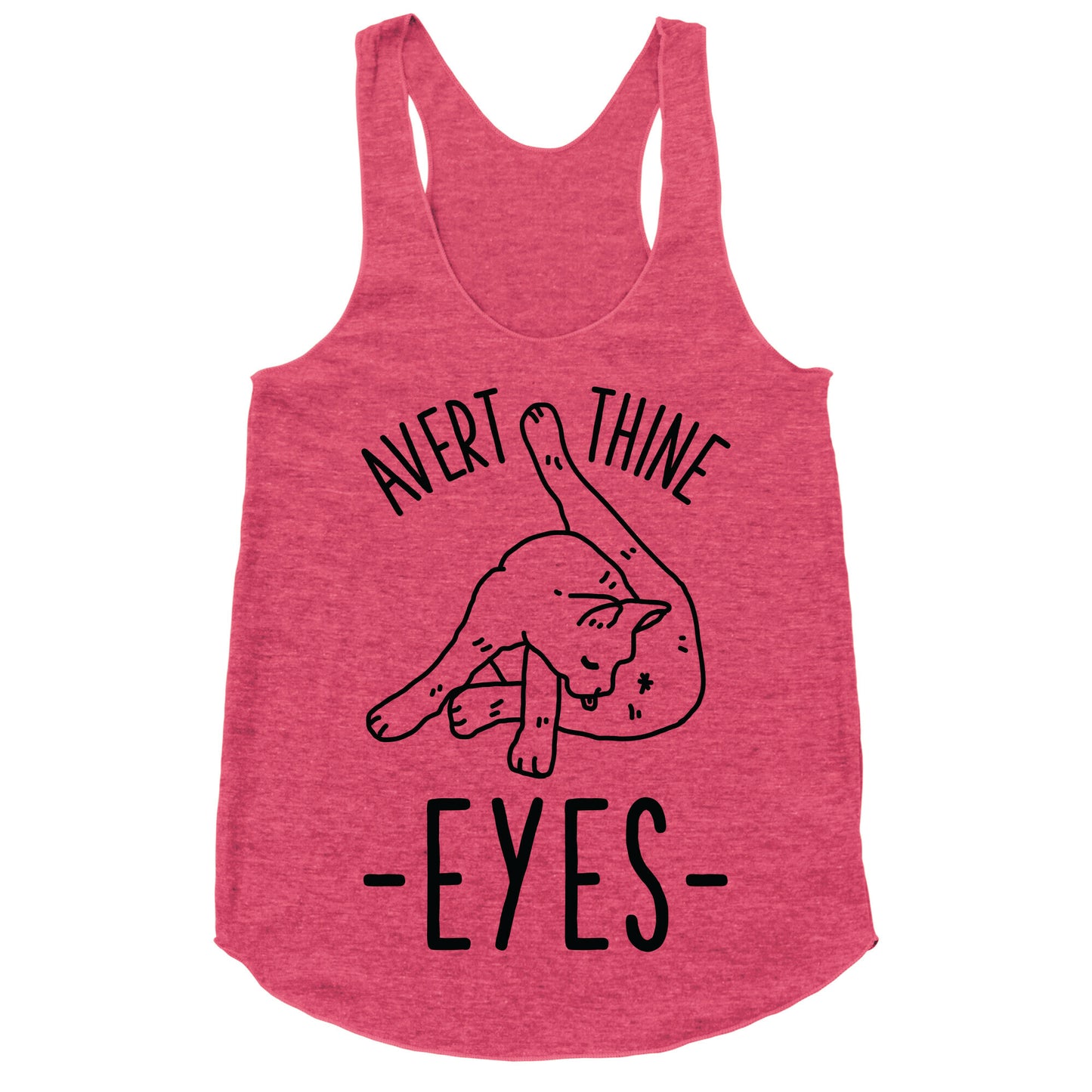 Avert Thine Eyes Cat Licking Butthole Racerback Tank