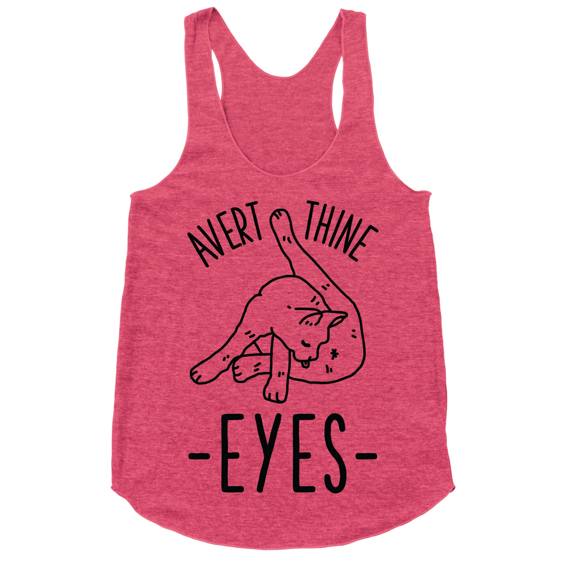 Avert Thine Eyes Cat Licking Butthole Racerback Tank