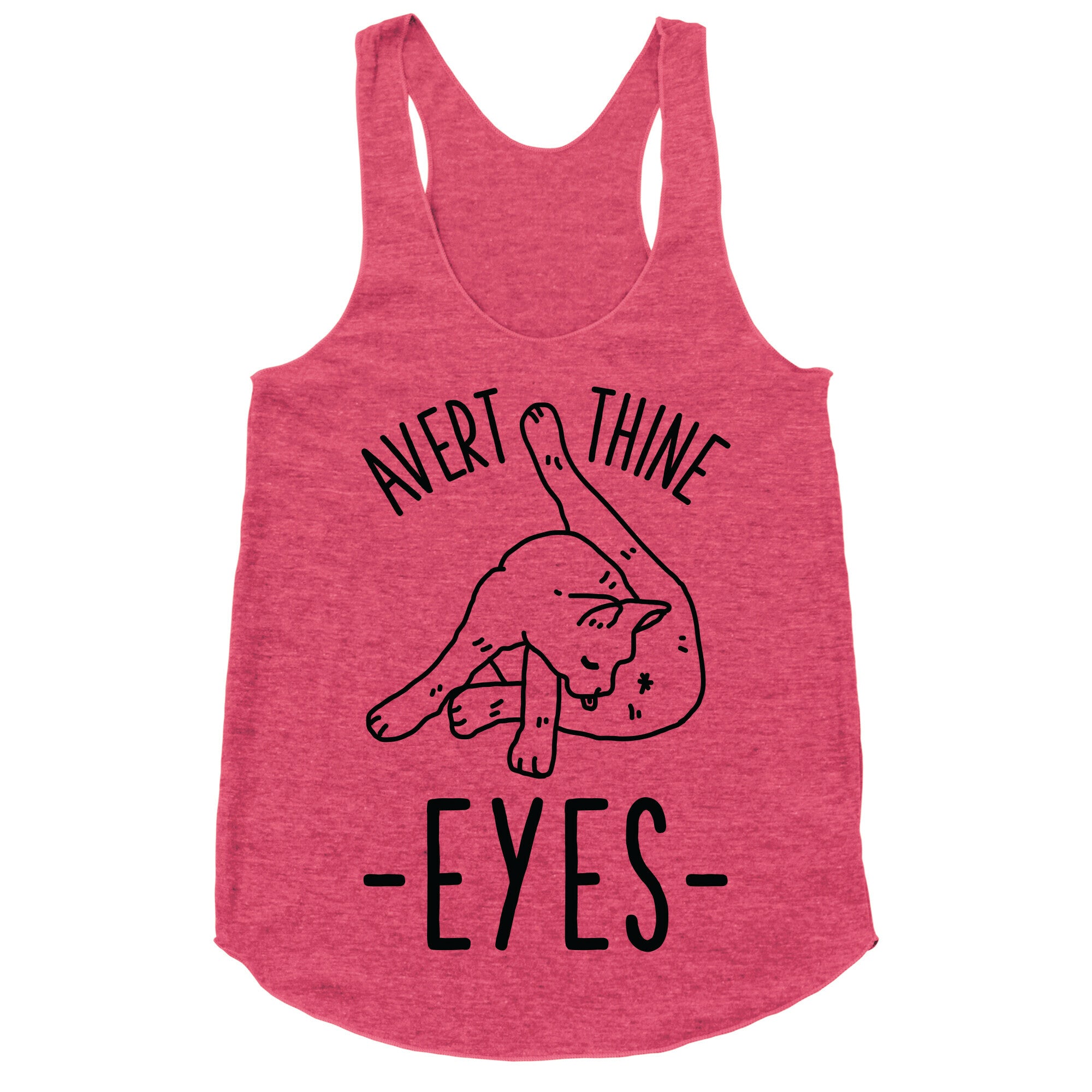 Avert Thine Eyes Cat Licking Butthole Racerback Tank