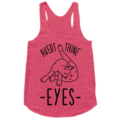 Avert Thine Eyes Cat Licking Butthole Racerback Tank