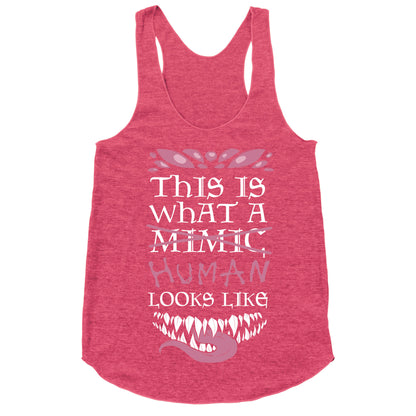 This Is What A Human Looks like Racerback Tank