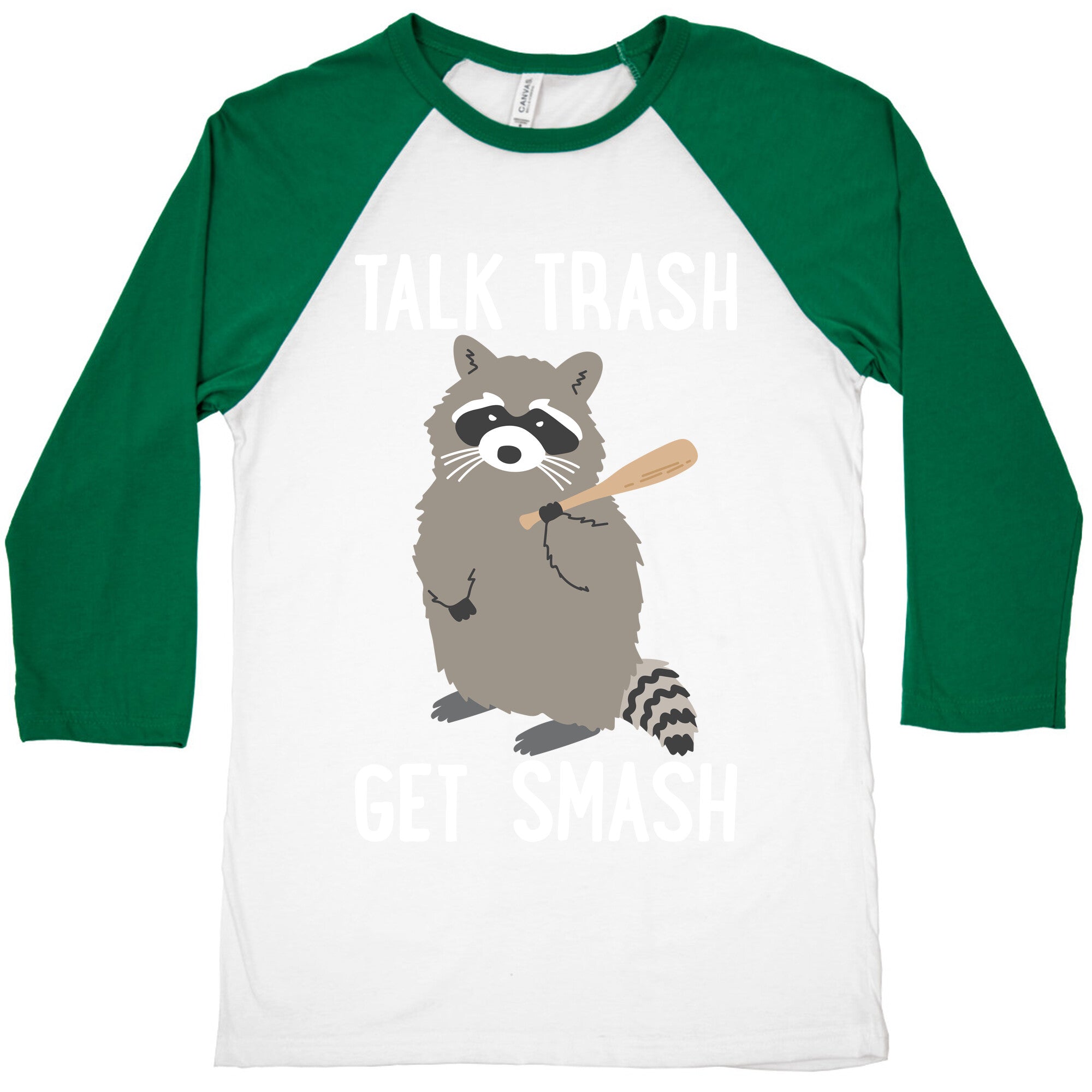 Talk Trash Get Smash Raccoon Baseball Tee