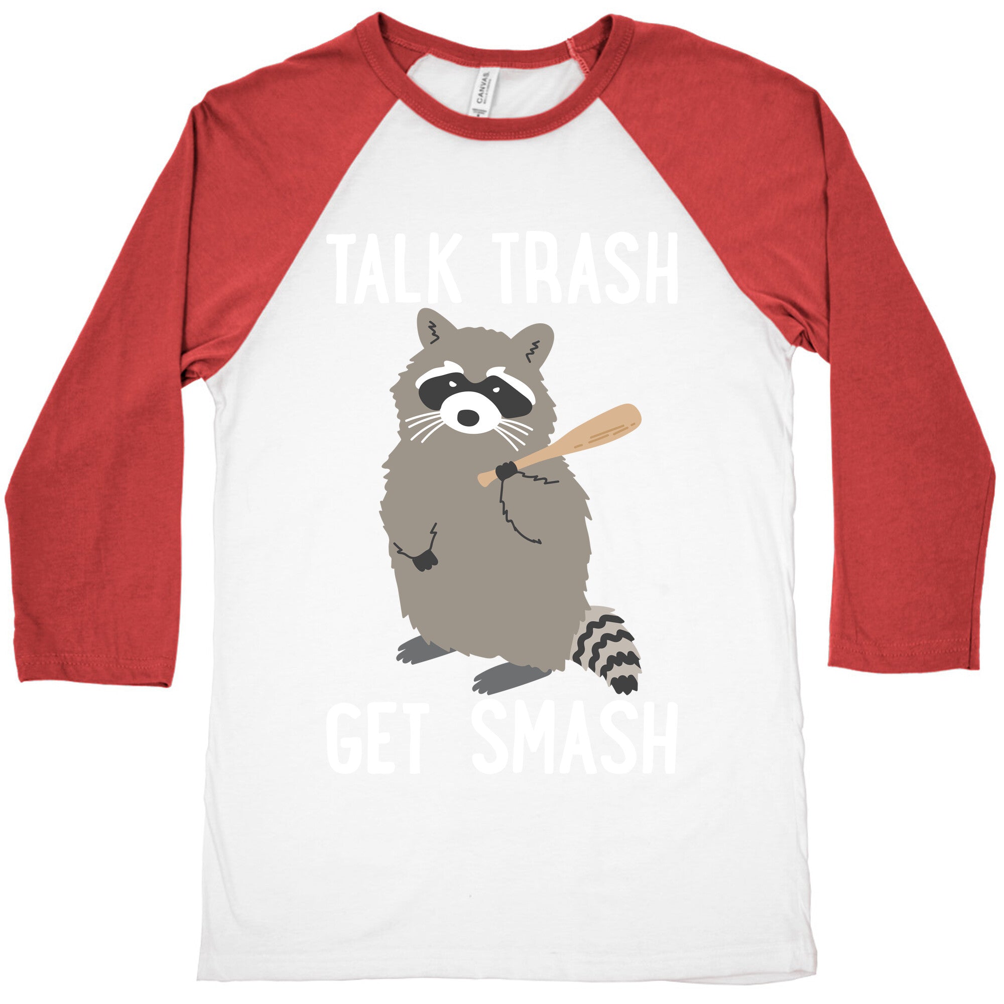 Talk Trash Get Smash Raccoon Baseball Tee