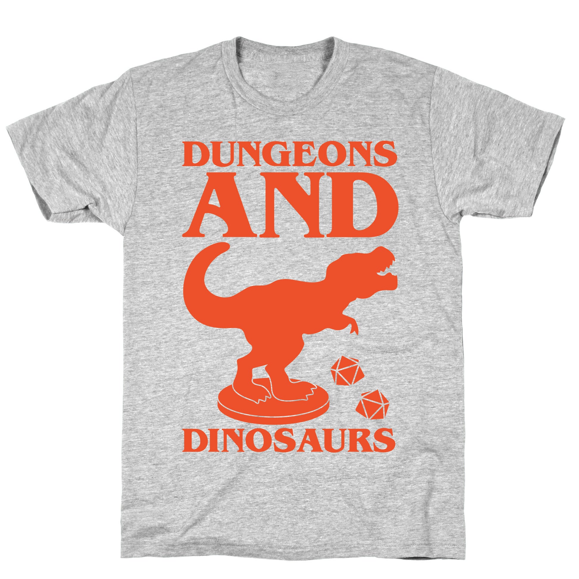 Dungeons and Dinosaurs Parody White Print T-Shirt