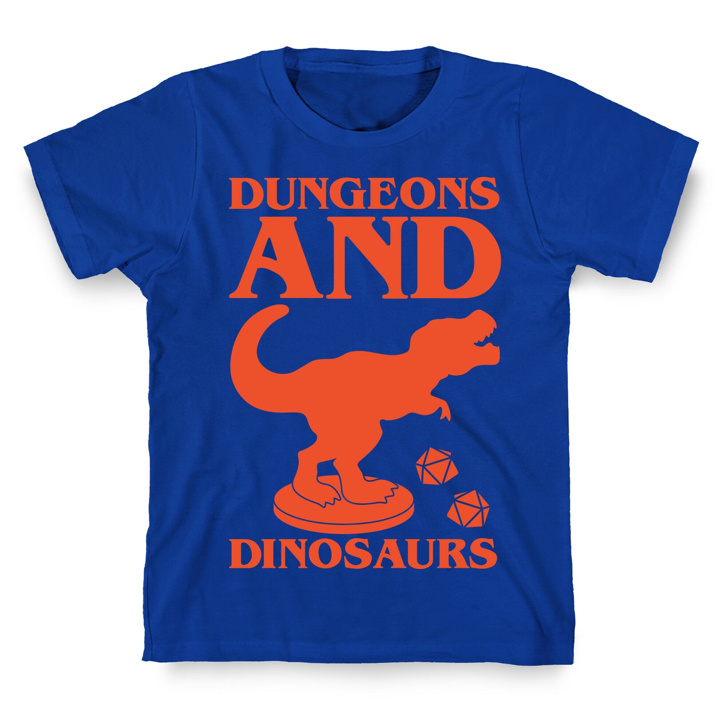 Dungeons and Dinosaurs Parody White Print T-Shirt