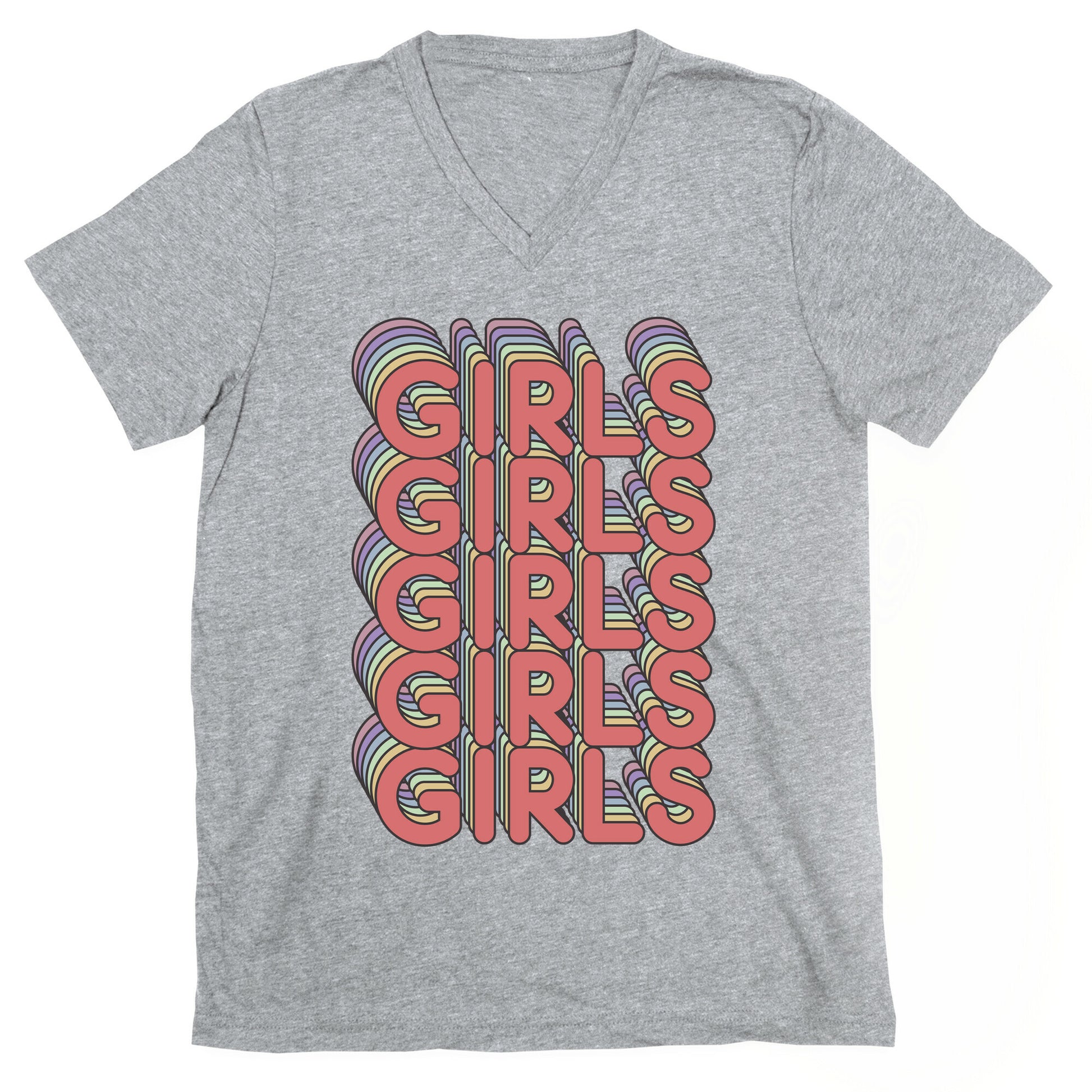 Girls Retro Rainbow V-Neck