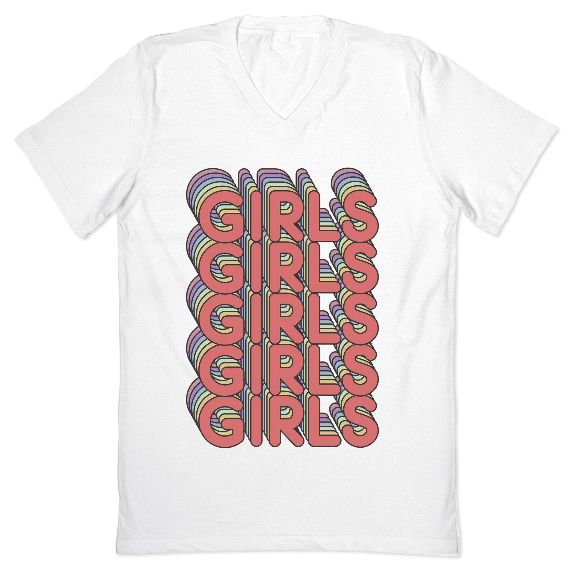 Girls Retro Rainbow V-Neck